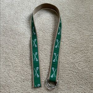 No. 27 Green/White Ribbon/Woven Lacrosse Print Belt sz S